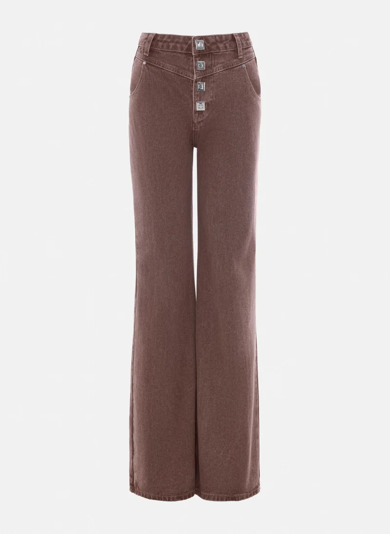 Lichi High-waisted jeans with metal fastening